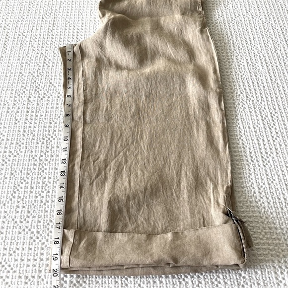 Anthropologie Natalia Linen Wide Leg Pants Women’s L High Waist Crop Boho Tan - Picture 13 of 16